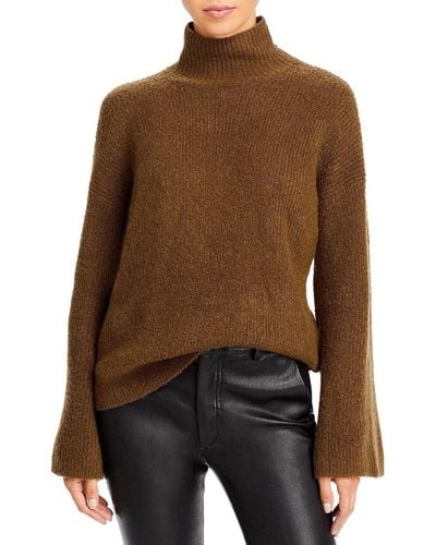 French Connection Ribbed Knit Mock Turtleneck Sweater - Brown