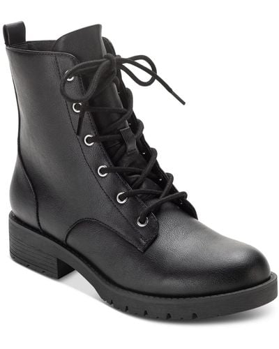 Sun & Stone Frankiee Lace-up Zipper Ankle Boots - Black