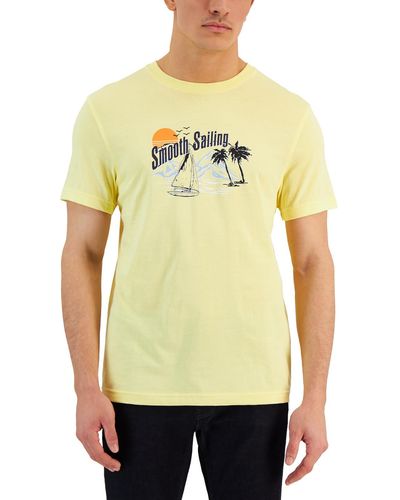 Club Room Cotton Crewneck Graphic T-shirt - Yellow