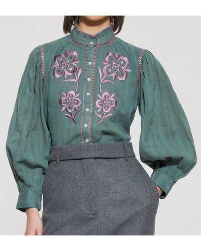 Antik Batik Anouki Blouse In Green - Gray