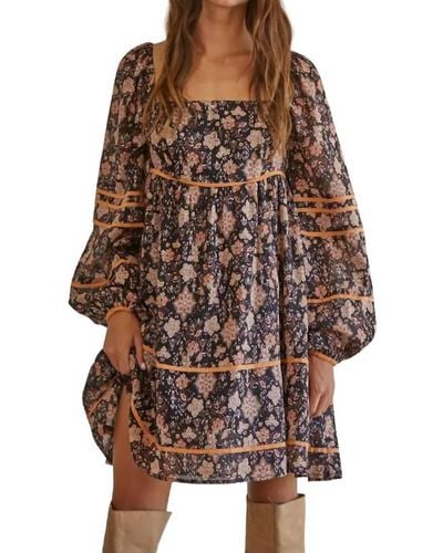 By Together Elowen Floral Dress - Brown