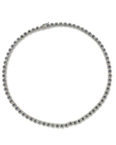 Suzy Levian Sterling Silver Sapphire And Diamond Accent Tennis Necklace - Blue