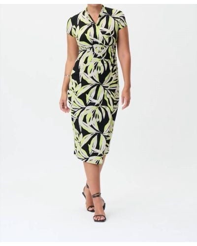 Joseph Ribkoff Leaf Print Wrap Style Dress - Green