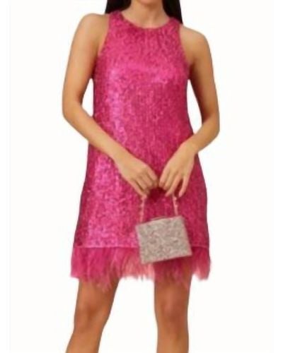 Aidan Mattox Halter Sequin Swing Dress - Pink