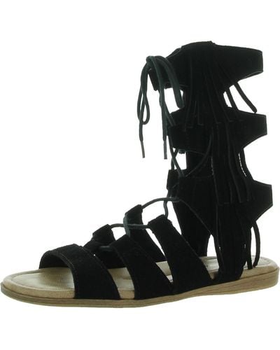 Minnetonka Milos Faux Leather Open Toe Gladiator Sandals - Black