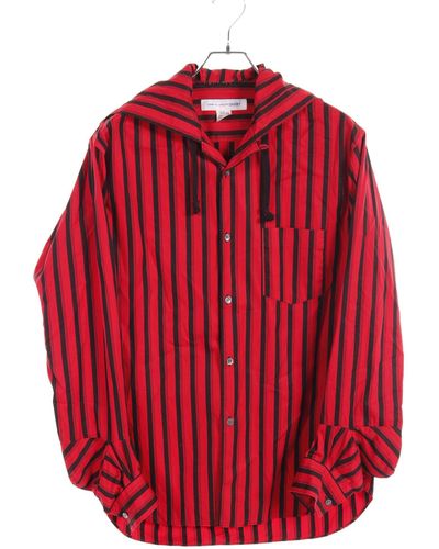 Comme des Garçons Shirt Stripe Cotton Hooded - Red