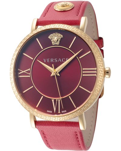 Versace 42mm Red Quartz Watch Veka00222 - Pink