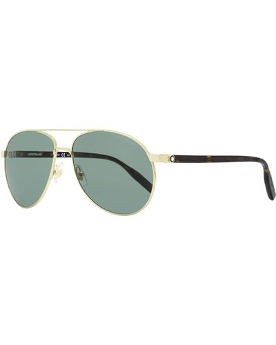 Montblanc Pilot Sunglasses Mb0054s Gold/havana 60mm - Multicolor