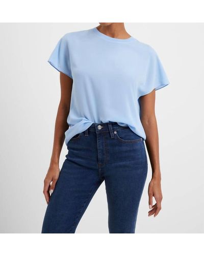 French Connection Crepe Light Crewneck Top In Placid Blue