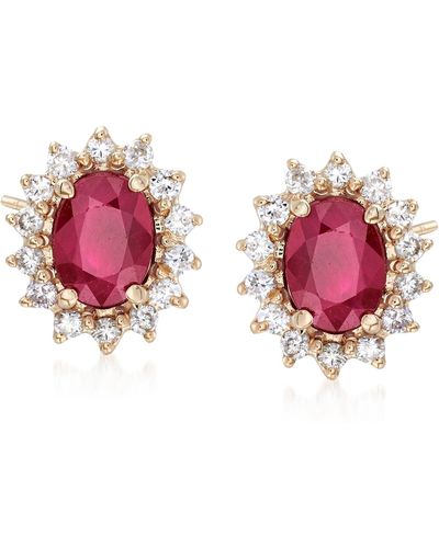 Ross-Simons Burmese Ruby And . Diamond Stud Earrings - Pink
