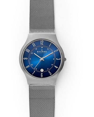 Skagen Sundby Titanium, Three-hand Date Watch - Blue
