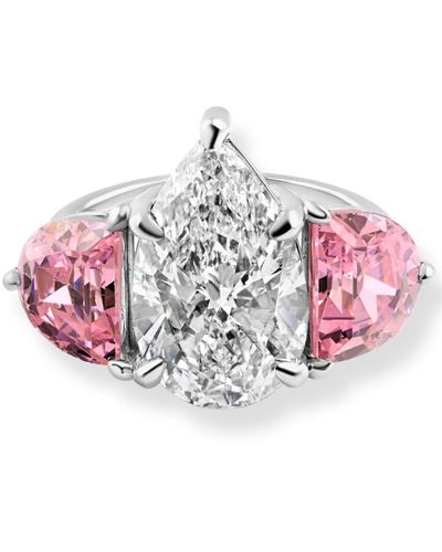 Pompeii3 Certified 15.40ct Pear Shape Diamond Engagement Ring 14k White Gold Lab Grown - Pink