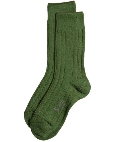 Stems Lux Cashmere & Wool-blend Crew Sock - Green