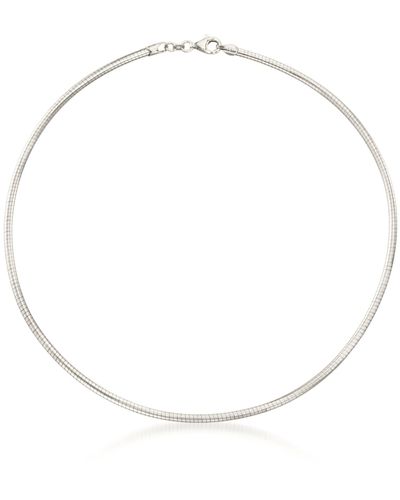 Ross-Simons Italian 3mm Sterling Silver Round Omega Necklace - Metallic