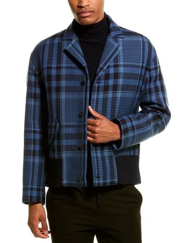 Valentino Silk-trim Wool Coat - Blue
