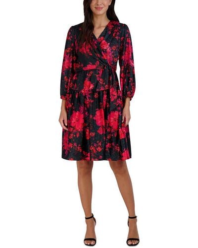 Signature By Robbie Bee Petites Floral Midi Cocktail And Party Dress - Red