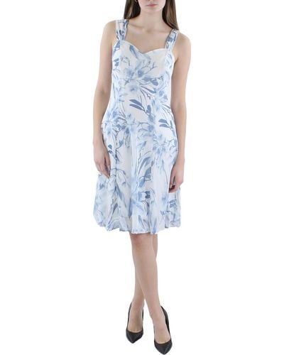Connected Apparel Petites Chiffon Floral Cocktail And Party Dress - Blue