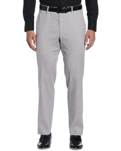 Cubavera Flat Front Linen Trouser Pants - Gray