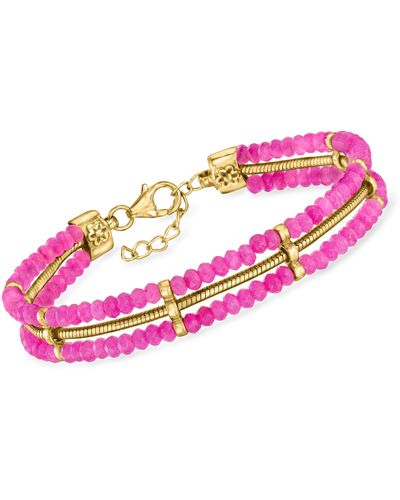 Ross-Simons Quartz Bead And Snake-chain Bracelet - Pink