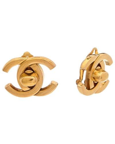Chanel Cc Turnlock Clip-on Earrings (authentic Pre-owned) - Metallic