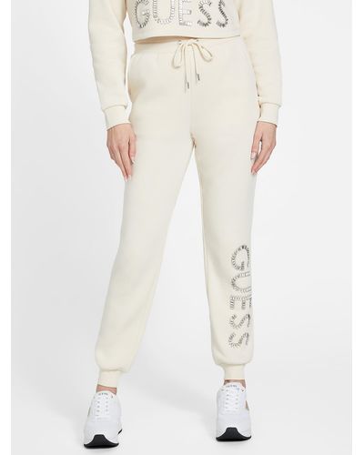 Guess Factory Tara Crystal Logo sweatpants - White