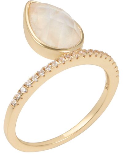 Adornia Fine Adornia Moonstone Floating Pear Ring 14k Gold Vermeil - White