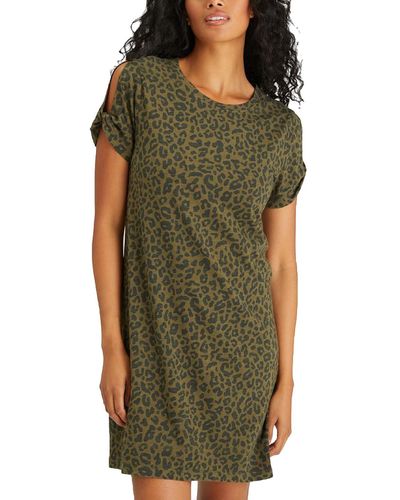 Sanctuary So Twisted Animal Print Cut-out T-shirt Dress - Green