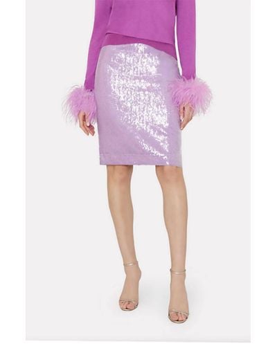 MILLY Adley Sequin Skirt In Purple - Pink