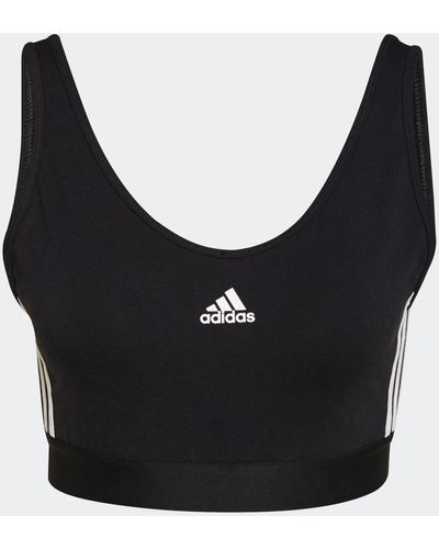adidas 3-stripes Crop Top With Removable Pads - Black