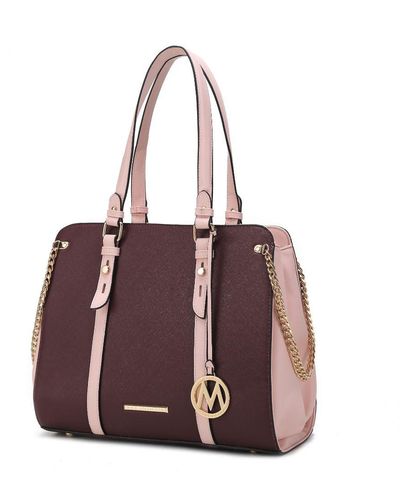 MKF Collection by Mia K Amy Color Block Vegan Leather 's Tote Bag - Purple