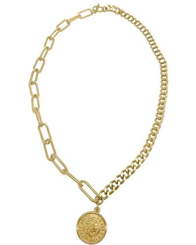 Adornia Coin Mixed Chain Necklace Gold - Metallic