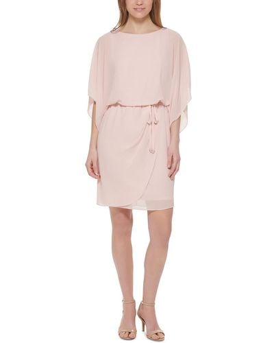Jessica Howard Chiffon Blouson Fit & Flare Dress - Pink