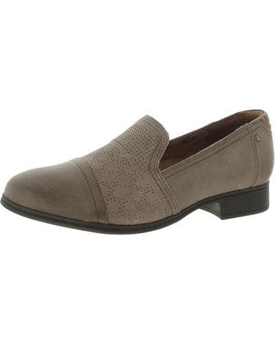 Cobb Hill Crosbie Leather Slip-on Loafer Heels - Brown