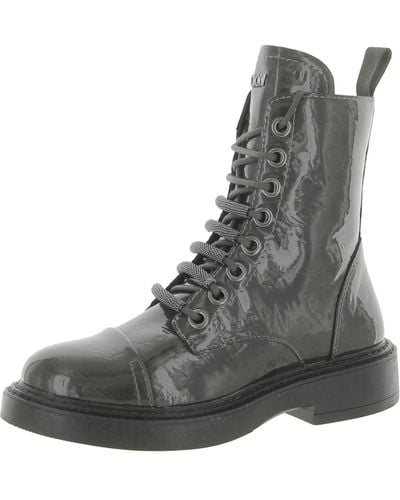 DKNY Katlyn Lace Up Block Heel Combat & Lace-up Boots - Gray