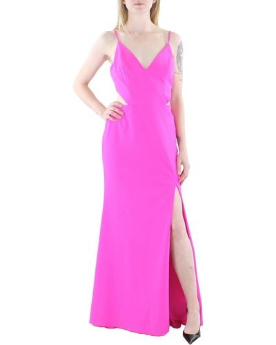 Aqua Side Slit Maxi Evening Dress - Pink
