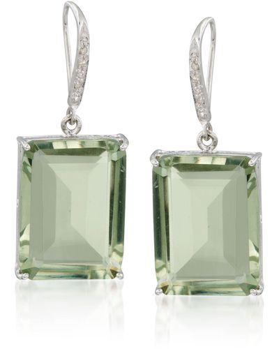 Ross-Simons Prasiolite And . Diamond Drop Earrings - Green