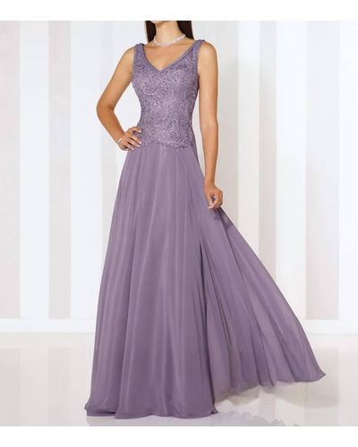 Cameron Blake Sleeveless Chiffon A-line Dress - Purple