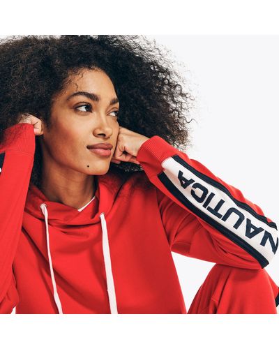 Nautica Colorblock Pullover Hoodie - Red