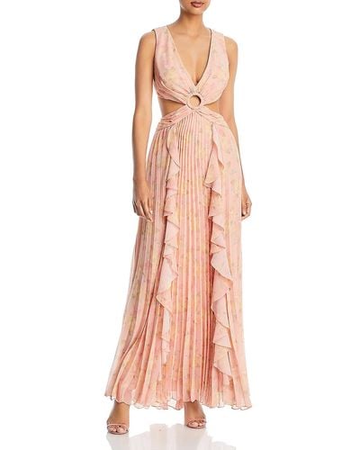 Aqua Chiffon Cut-out Evening Dress - Pink