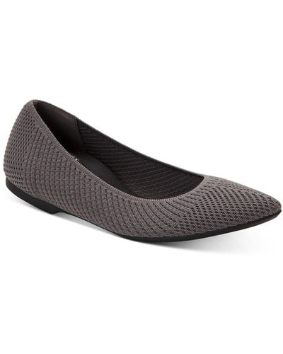 Alfani Poppyy Knit Geometric Pointed Toe Flats - Black