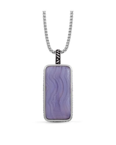 Monary Blue Lace Agate Stone Tag - Purple