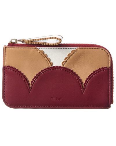 Chloé Linda Leather Card Case - Red
