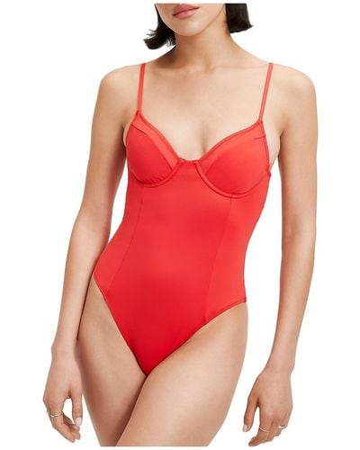 GOOD AMERICAN Solid Nylon One-piece Swimsuit - Red