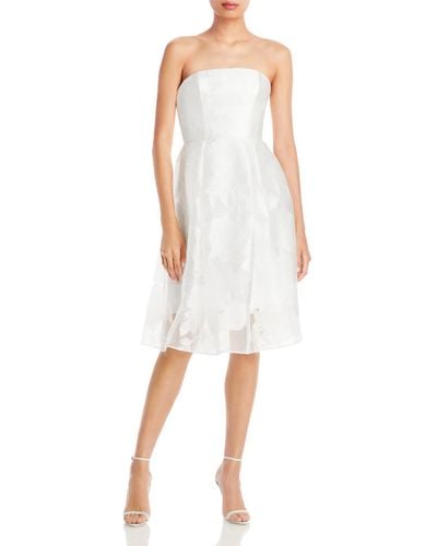 Amsale Jacquard Strapless Cocktail And Party Dress - White