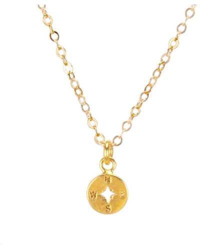 Dogeared Make A Wish Petite Compass Necklace In Gold - Metallic