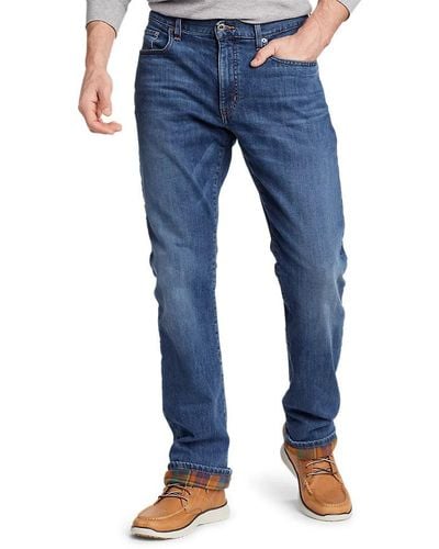 Eddie Bauer Field Flannel-lined Flex Straight Jeans - Blue