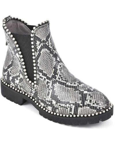 Seven Dials South End Faux Leather Embellished Ankle Boots - Black