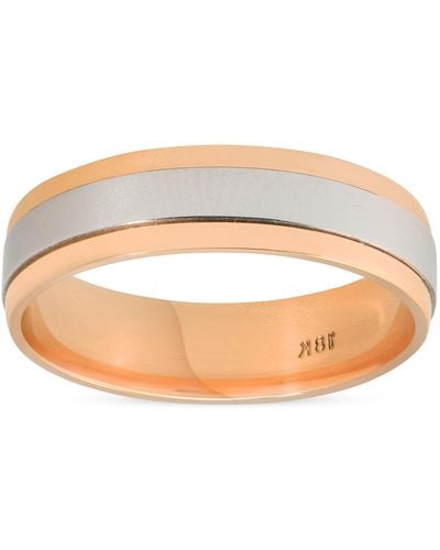 Pompeii3 Platinum & Rose Gold Two Tone 6mm Comfort Fit Polished Ring Wedding Band - Brown