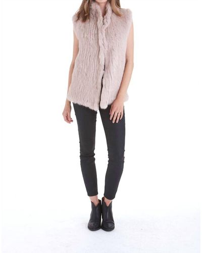 Love Token Eliza Genuine Real Rabbit Fur Vest - Pink