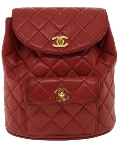 Chanel Matelassé Leather Backpack Bag (pre-owned) - Red